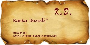 Kanka Dezső névjegykártya